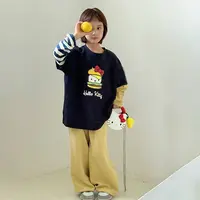 【安安家】女童2025秋季韩版拼接卡通假两件上衣阔腿裤两件套R25445