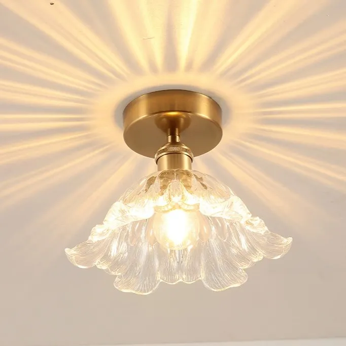 法式复古黄铜水晶玻璃吸顶灯卫生间走廊入户厅玄关吸顶灯玄关灯