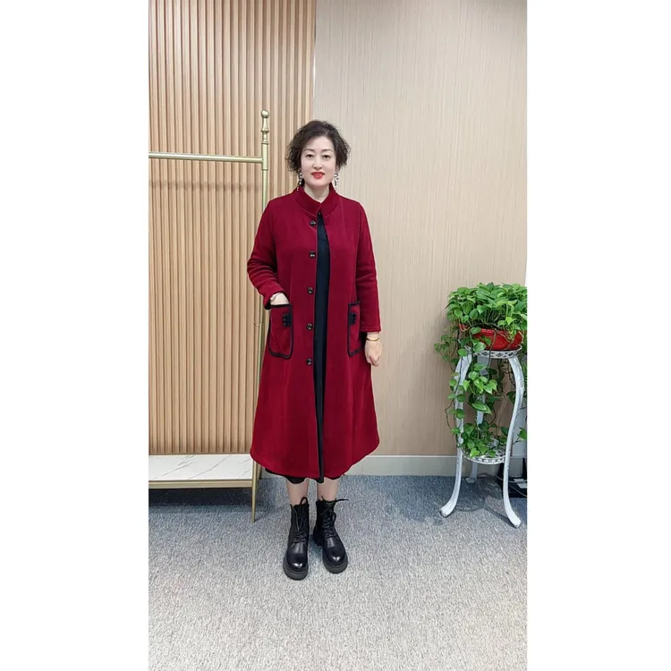 秋冬新款加绒加厚宽松中长款风衣外套10528