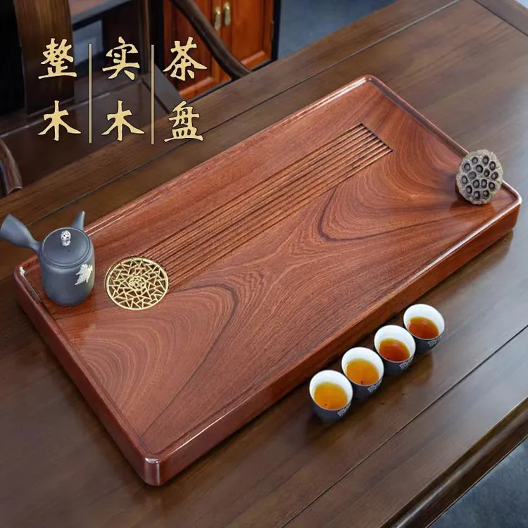 整块天然实木沙比利乌檀木茶盘家用办公简约功夫茶台茶海现代原木