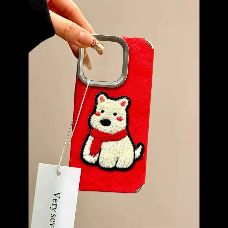 ZMGX可爱卡通雪山纹绒布适用iPhone16promax苹果15/14手机壳13/12