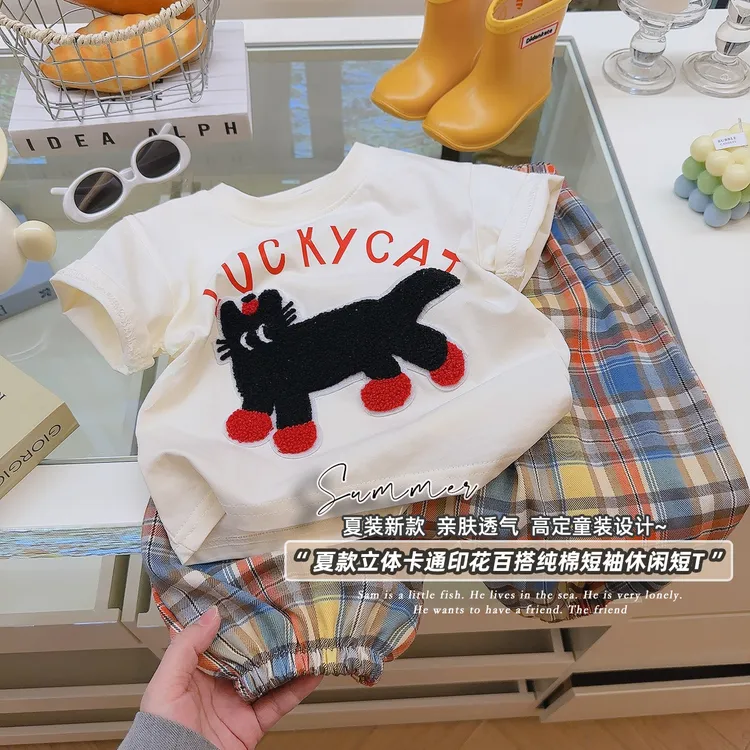 童装2025夏新款女童韩版洋气卡通短袖立体T恤上衣纯棉亲肤亲子