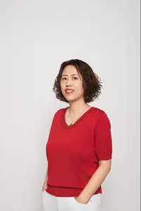 【群意毛衣】中年女装妈妈款夏季V领天丝短袖