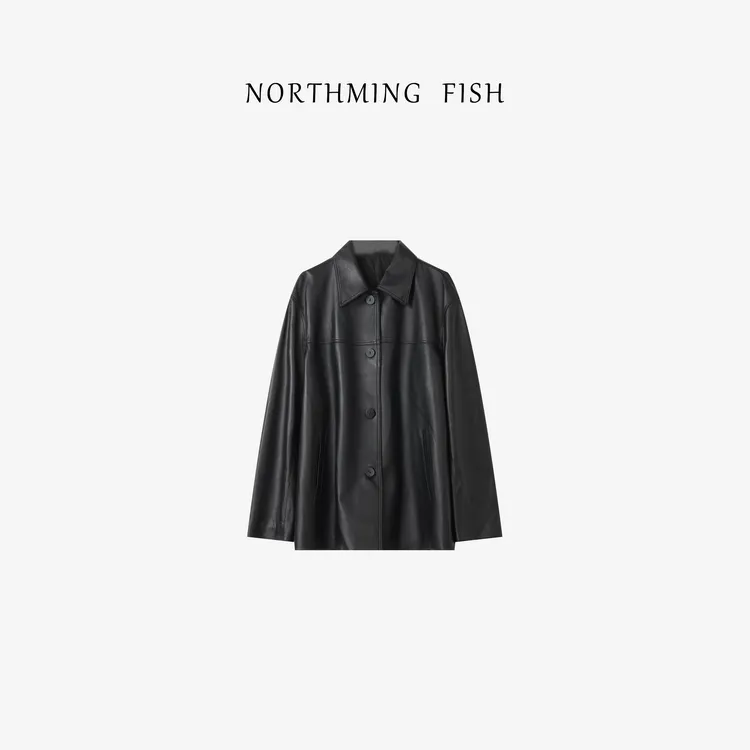 NorthMing fish「英伦新贵」简约老钱 休闲干练经典显瘦羊皮皮衣