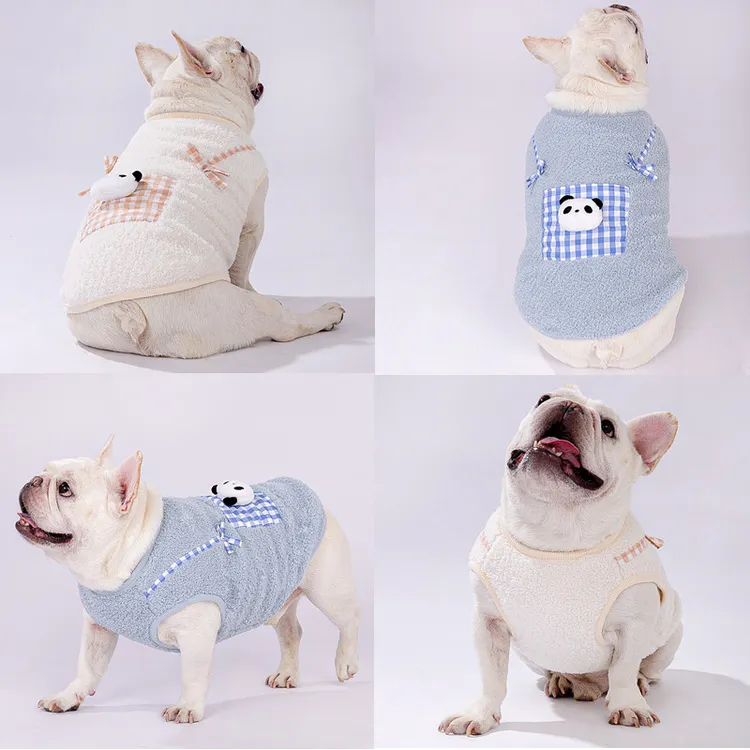 25狗狗衣服秋冬装加绒保暖法斗胖巴哥中型犬宠物可爱背带口袋背心