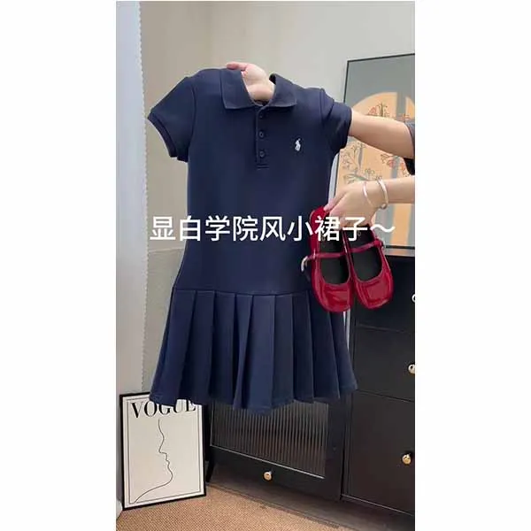 英伦风小马刺绣百褶polo连衣裙休闲运动网球裙休闲小个子连衣裙