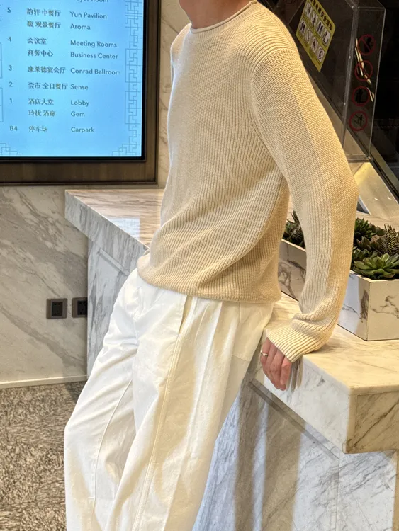 B*C14600版双元宝7针长袖老钱风针织衫毛衣秋冬时尚百搭打底衫
