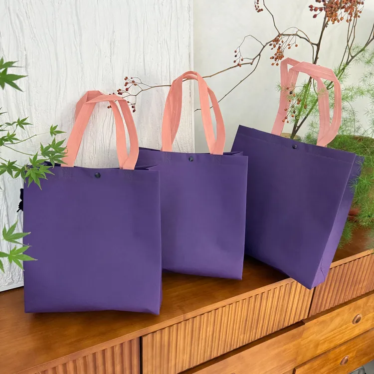 新款暗扣暗夜紫布包手提袋无纺布袋定制购物环保袋订做外卖袋宣传