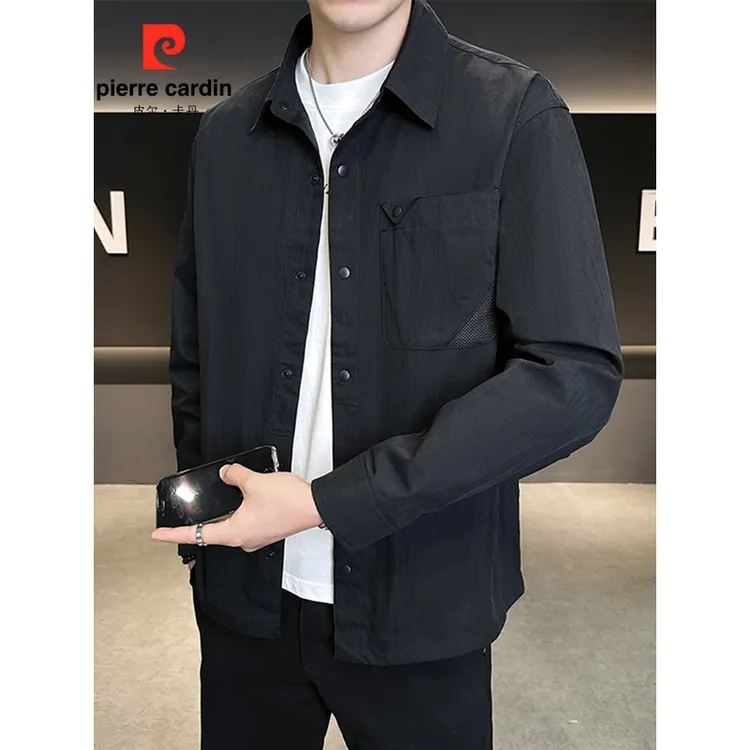 皮尔卡丹男士衬衫春秋季2025新款痞帅潮牌秋装衣服男款高级感休闲