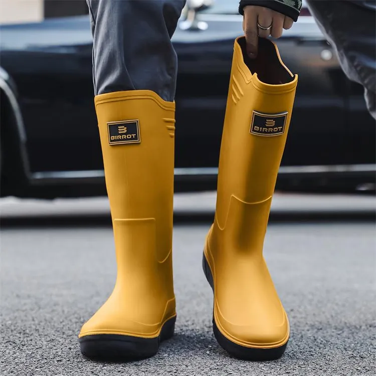 德系雨鞋男士款高筒外穿防滑钓鱼鞋耐磨软底厨房洗车工作劳保胶鞋