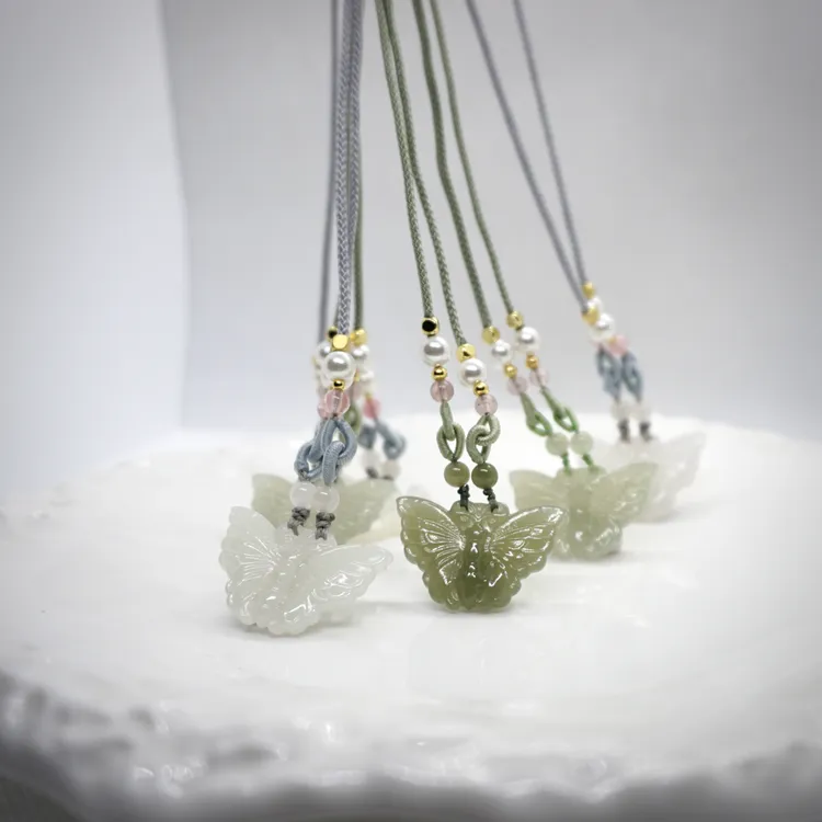 和田玉冰晴水蝴蝶女士锁骨链古风中国风百搭（多样性发其一）