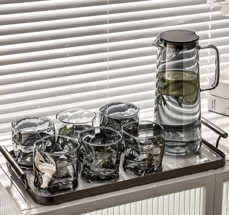 【8件套】轻奢北欧风耐高温冷水壶杯子高硼硅喝水杯家用水具套装