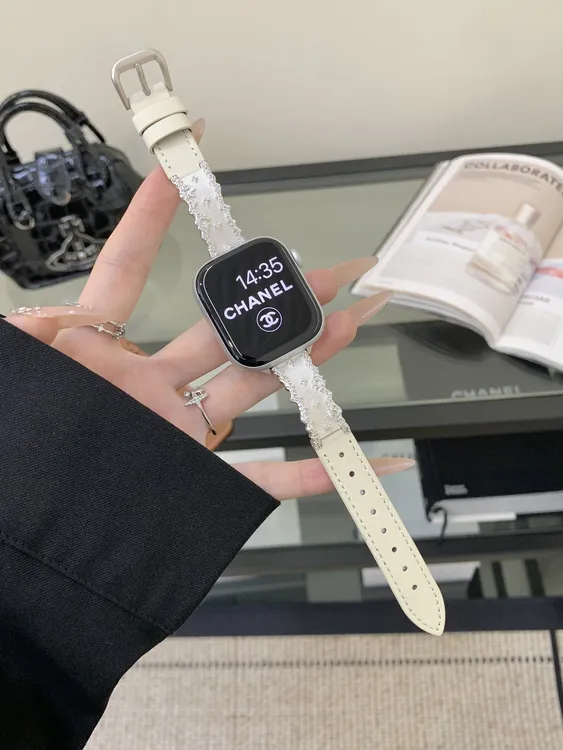 高级感繁华锆石真皮iWatchS11表带适用苹果AppleWatch9手表小米10