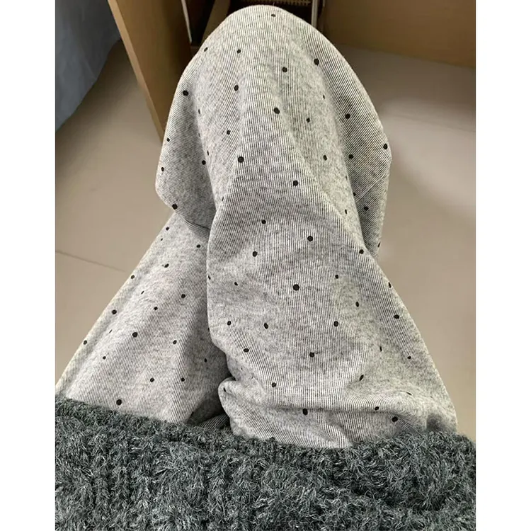 小个子波点运动休闲裤女秋冬薄绒2025新款抽绳宽松显瘦慵懒遛弯裤