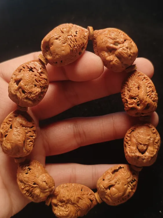 风味纯手工野生秋子核桃雕刻特色经典龙九子