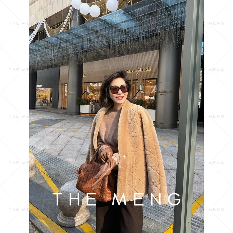 THE MENG【莫妮卡】澳洲两面穿羊皮毛一体滕格纹皮草#M254A1945