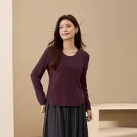 【简约休闲】纤莉秀E大码女流光风圆领软糯双面抓毛针织衫QK4306