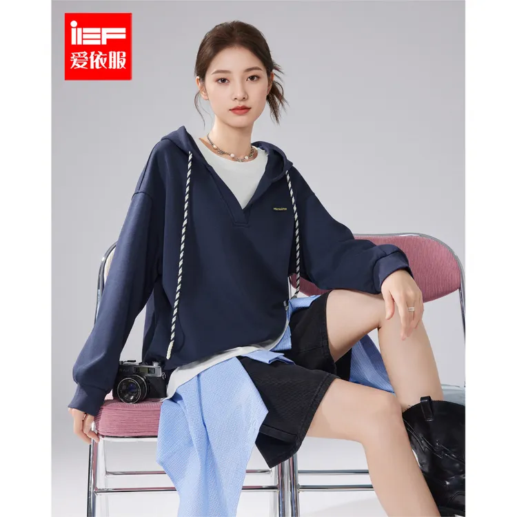 IEF/爱依服2025秋季新款韩版时尚小众拼接假两件设计宽松百搭卫衣