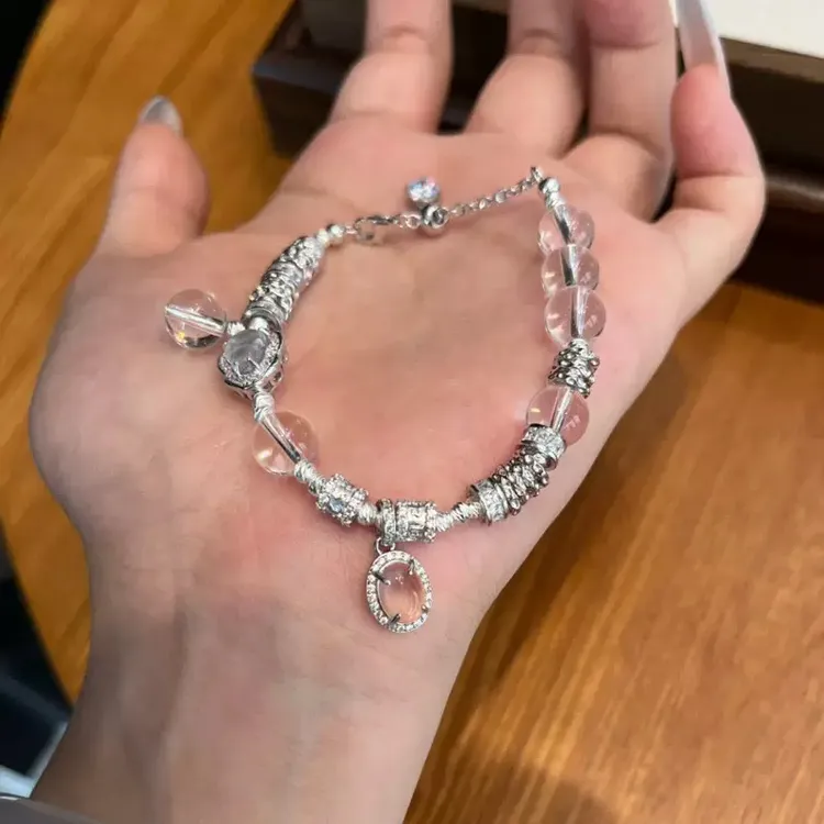 925银合成锆石手链 轻奢冰透小众盘缠手工百搭气质手链