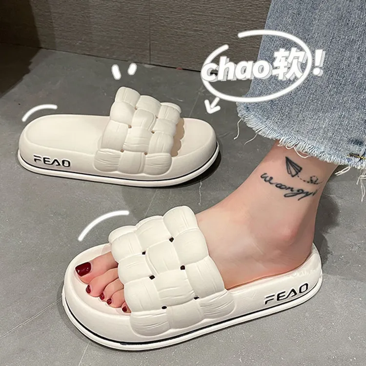 一字拖除臭女拖鞋厚底软踩屎感家居防滑室内外穿平底一字女拖鞋