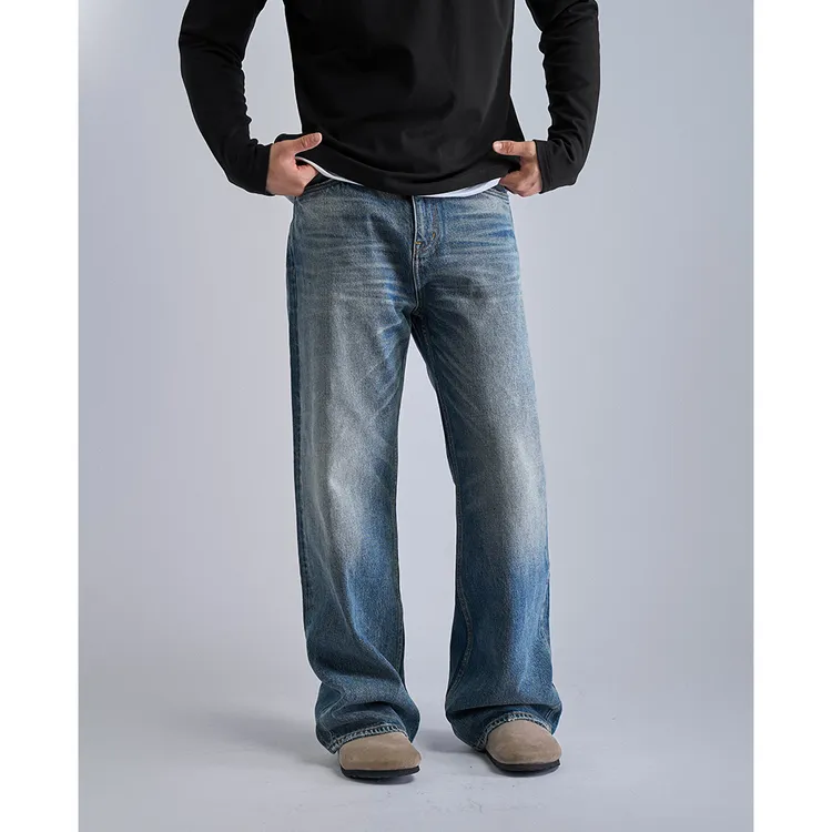 DOKIE【32074】秋冬新款15盎司004微喇版型水洗直筒版型牛仔裤