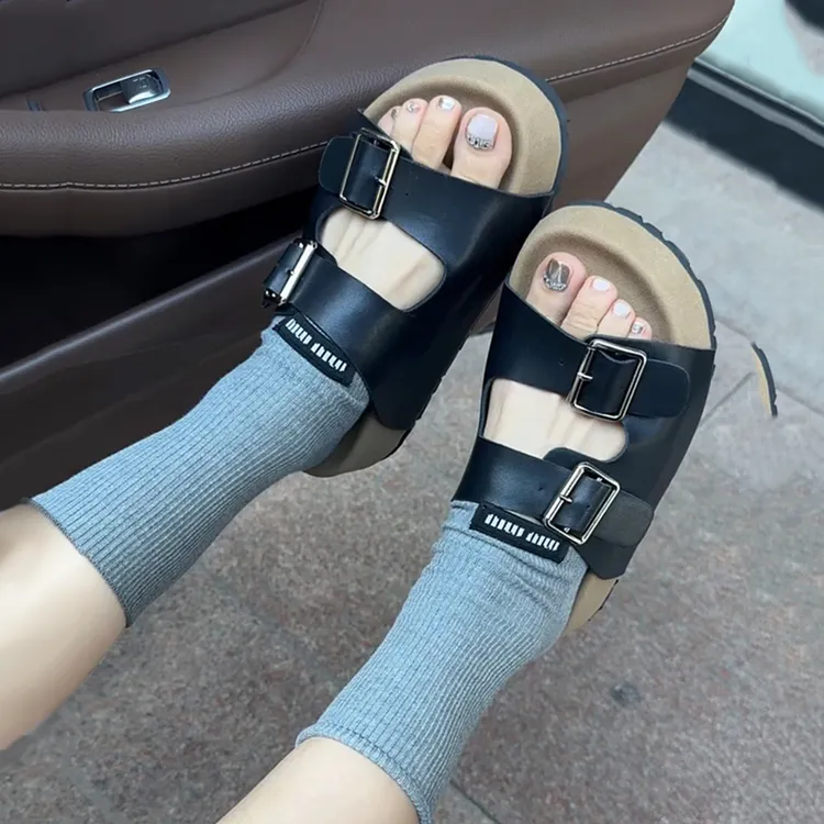 2025年夏季新款厚底勃肯凉拖鞋外穿时尚增高百搭休闲沙滩一字拖女