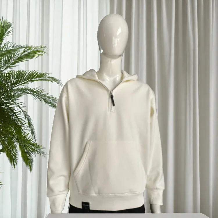 美式加绒重磅半拉链简约连帽卫衣男女时尚设计感外套情侣百搭上衣