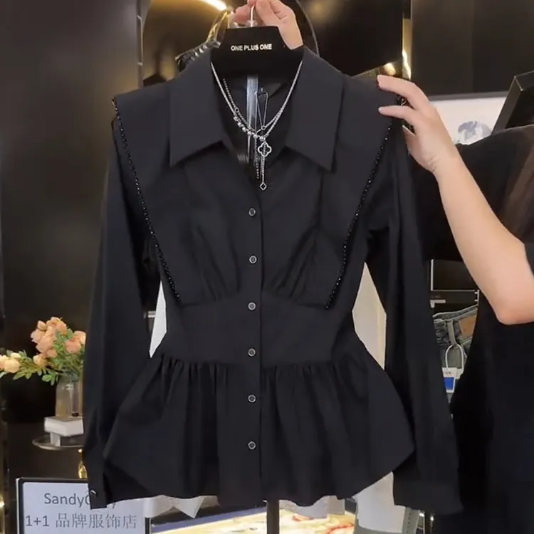 大码女装长袖衬衫女2025秋季新款设计感法式上衣时尚百搭气质衬衣