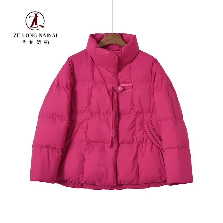 6603韩系减龄立领羽绒服女冬季新款系带设计宽松显瘦保暖短款外套