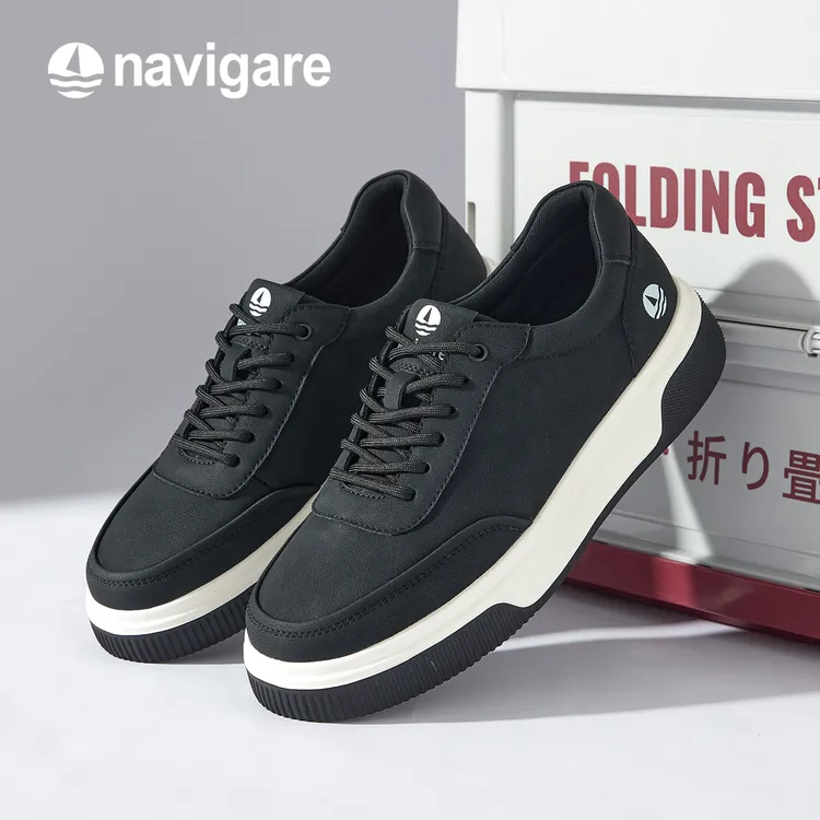 Navigare意大利小帆船男鞋夏季板鞋厚底透气系带休闲板鞋时尚