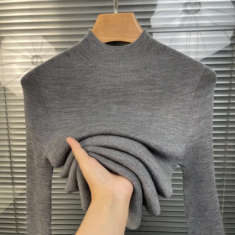 半高领羊毛无缝一体针织打底衫女套头秋冬新款内搭上衣百搭毛衣
