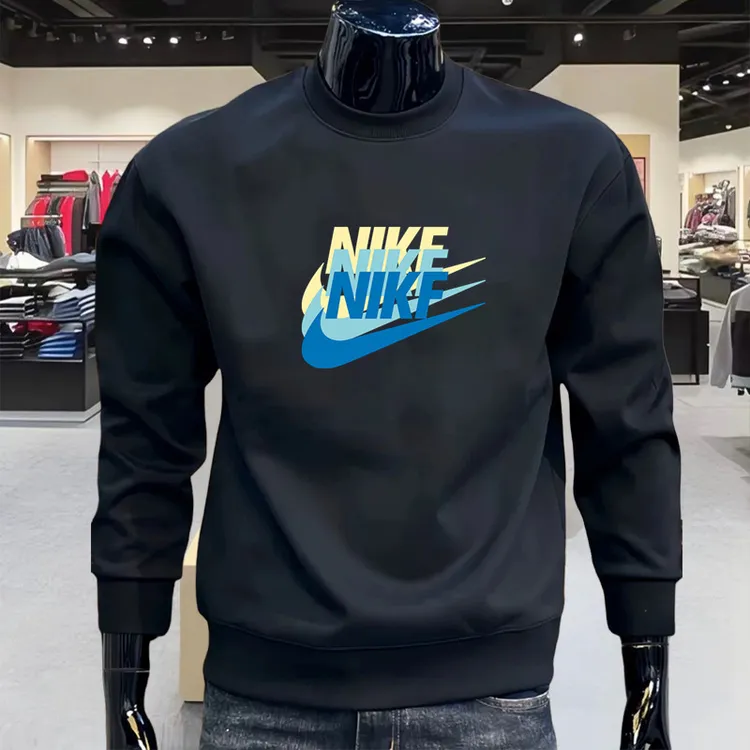 NK卫衣春秋季男士潮牌休闲圆领上衣服长袖重磅加绒运动时尚打底衫