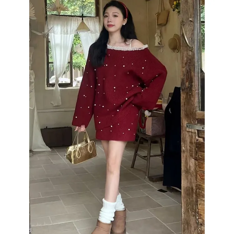 条纹挂脖上衣爆款开衫外套春秋早秋过年穿搭套装时尚毛衣女针织包