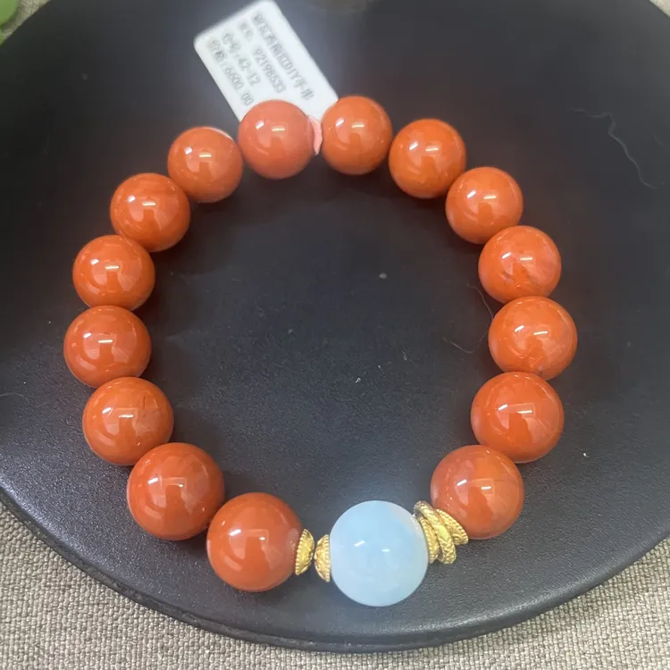 天然南红12mm手串满色满肉玉化好设计款多样性发一件