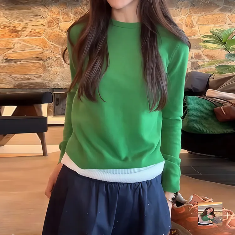 DCM713小众时尚高腰春秋显瘦百搭休闲针织百搭短款打底衫上衣