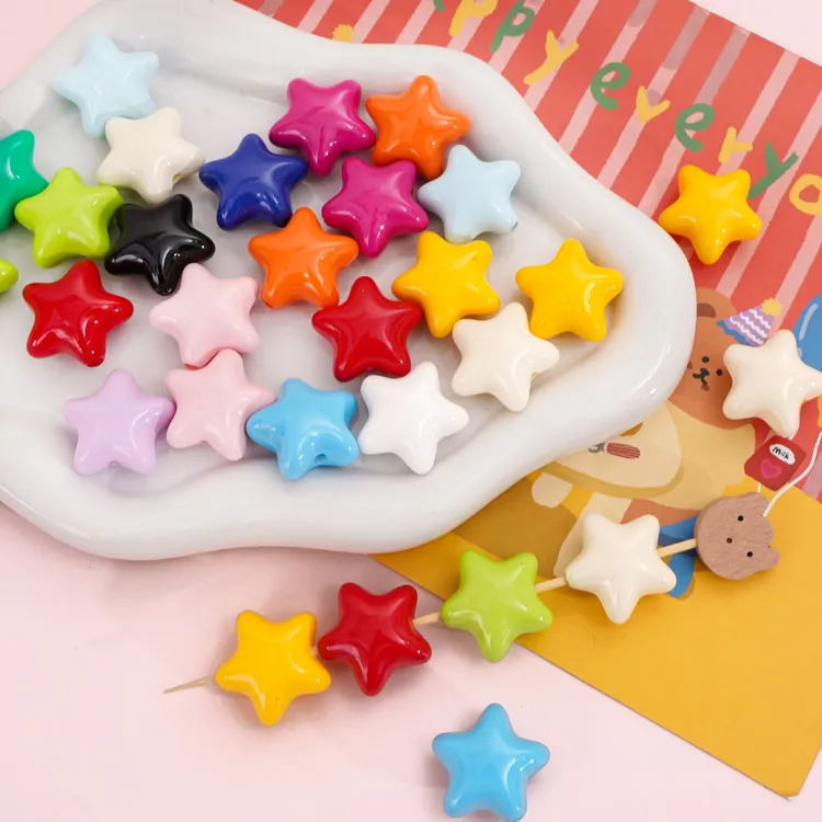 亚克力彩色胖嘟嘟五角星散珠 diy手工制作串珠手链项链配饰材料