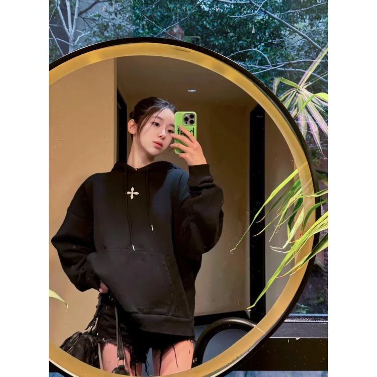 YWBY秋冬季新款美式风宽松休闲印花连帽卫衣男女款百搭长袖上衣 