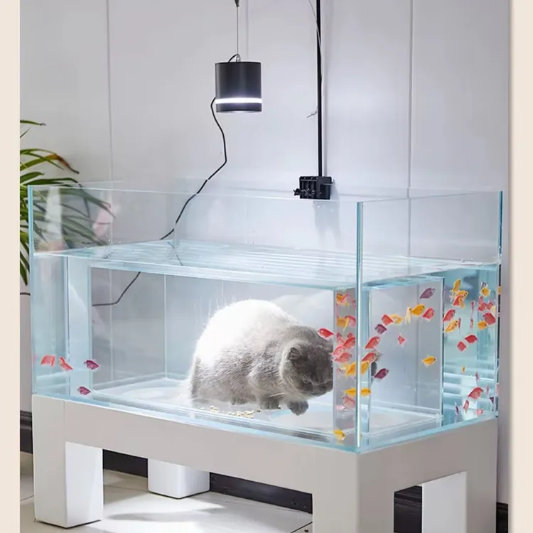 猫窝款猫咪互动鱼缸超白玻璃猫咪观赏鱼缸隧道款鱼缸小猫破损包赔