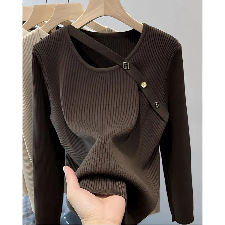 大码宽松百搭毛衣套头时尚针织纯色秋季长袖显瘦女士洋气秋冬上衣