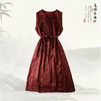 【千禧同运】品牌新款桑蚕丝印花收腰无袖连衣裙439805