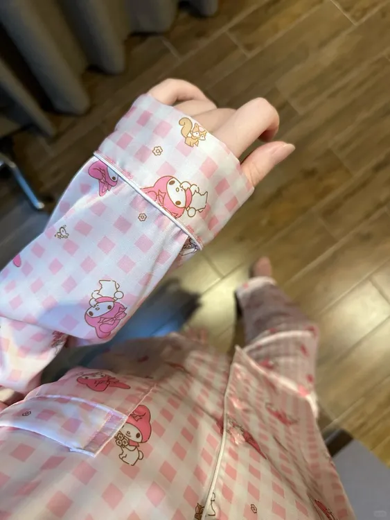 韩系甜美可爱格子美乐蒂冰丝睡衣女秋季新款长袖长裤套装家居服