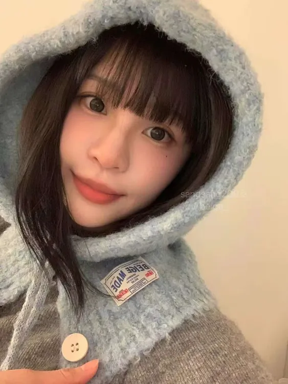 大头围巴拉克拉法帽子女秋冬新款针织连帽围脖一体保暖护耳毛线帽