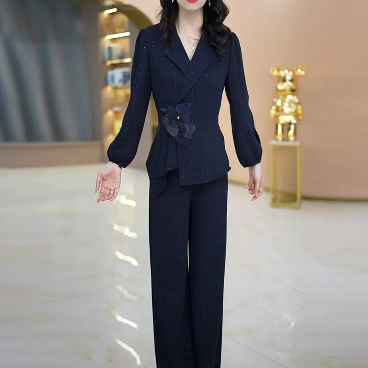 春秋气质流行妈妈装套装2025时尚阔太太高贵洋气时尚两件套女装