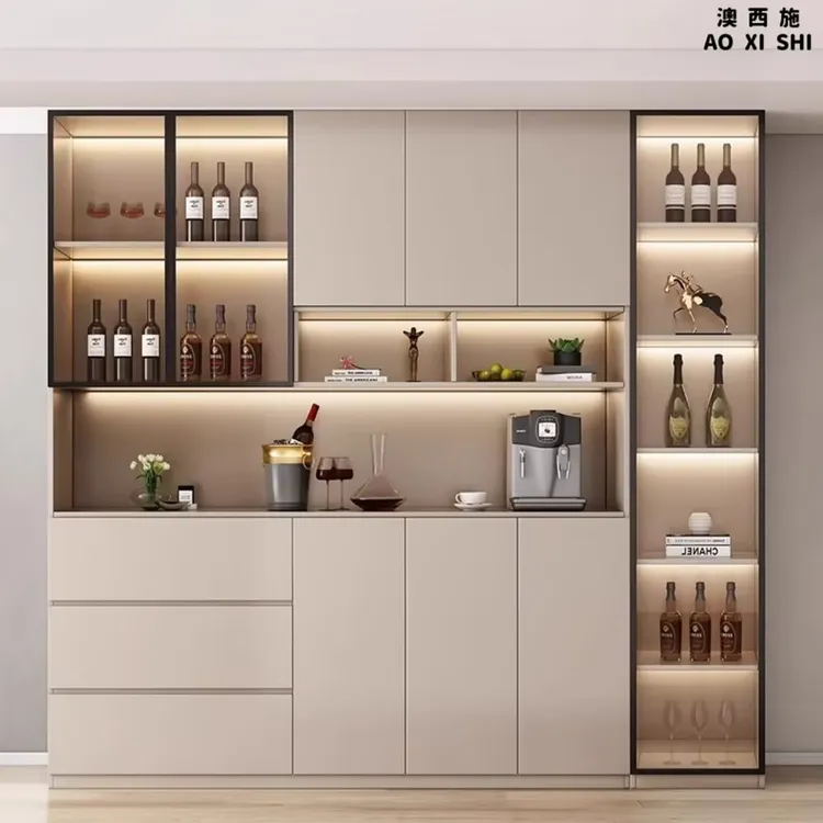 澳西施实木餐边柜高柜一体靠墙酒柜客厅家用餐厅储物柜玄关置物柜