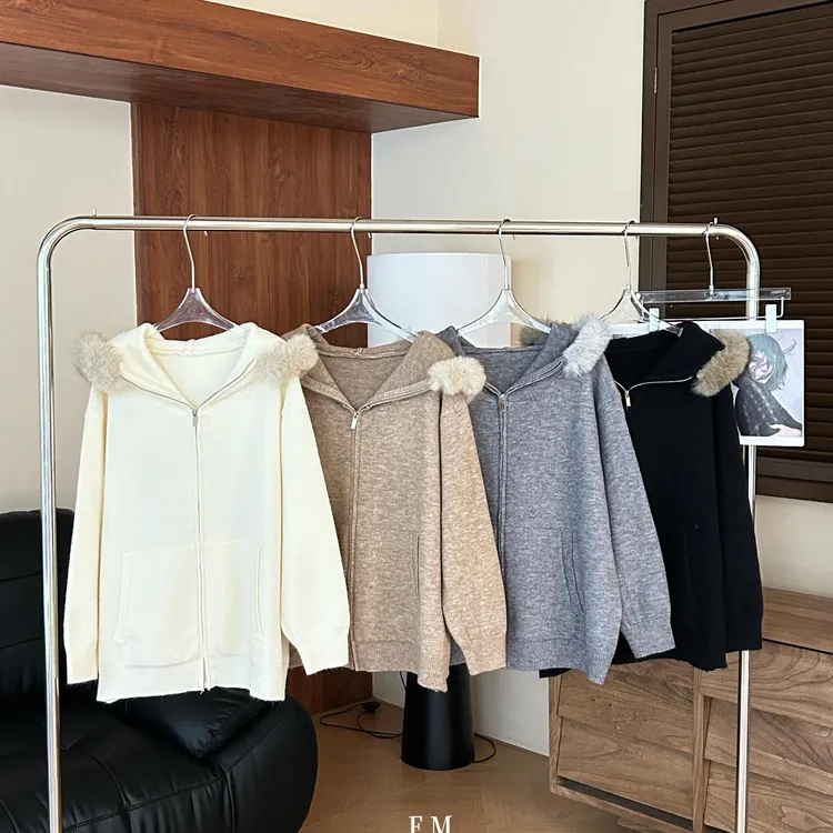 赵小小【随随便便就很美～】M-99171 冬季针织韩系冷淡毛领拉链毛衣