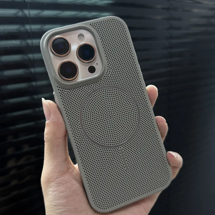 简约适用苹果17promax磁吸散热手机壳iPhone16/15Pro防摔透气硬壳