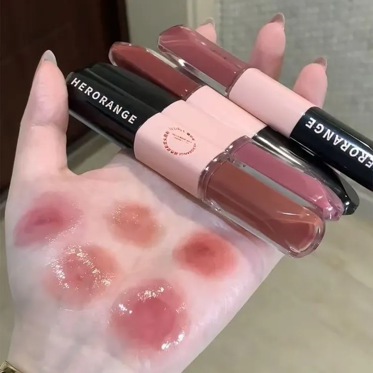 玫瑰纯露!好乖好纯的妹宝色双头唇釉水雾唇油灰粉通勤早八平价女