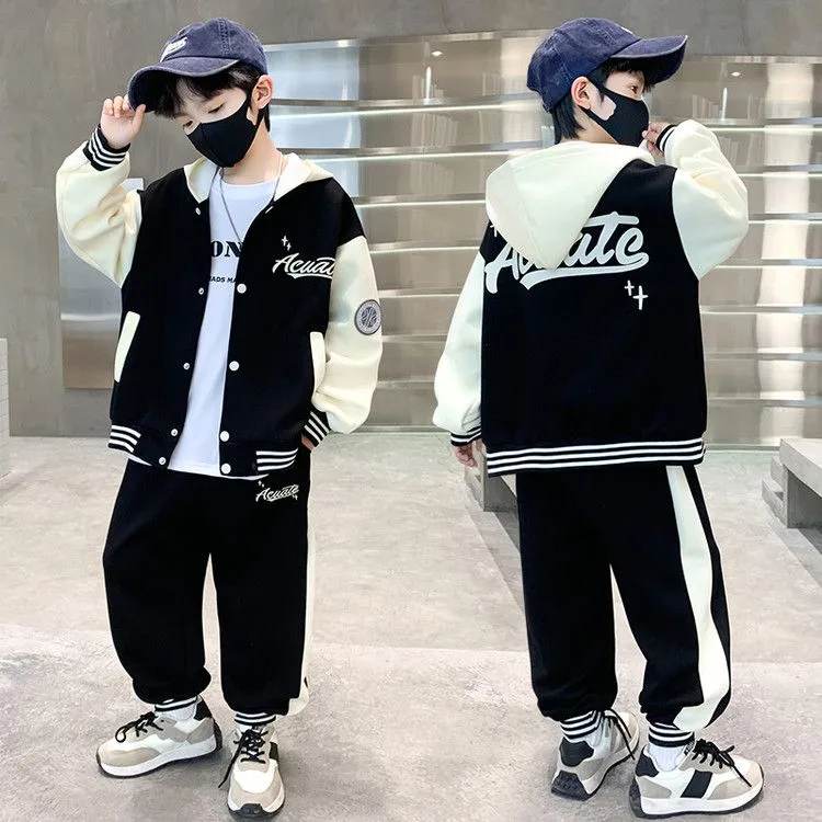 童装男童棒球服套装春秋季2025新款宝宝洋气春装儿童酷帅运动衣服