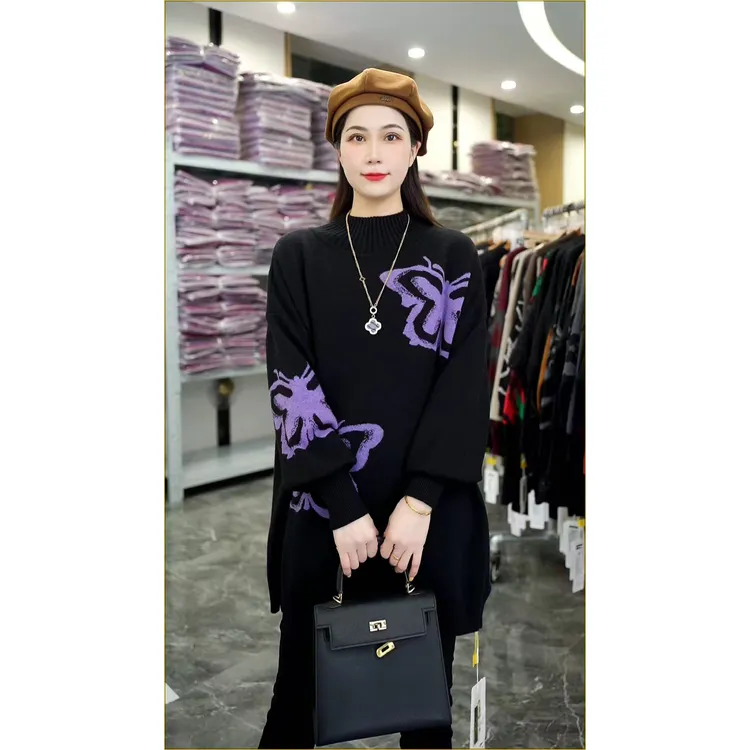 加厚保暖【晓蝶】秋冬必备时尚高端大气上档次毛衣宽松上衣-3041#