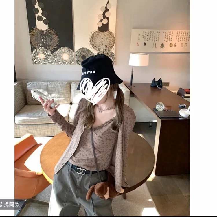 运补｝现货大码新款碎花吊带显瘦遮肉开衫少女洋气休闲韩版两件套